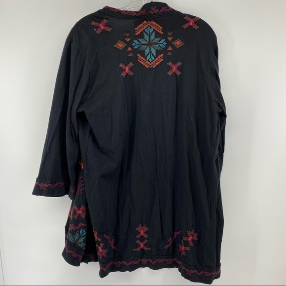 Johnny Was Sz Small Black Embroidered Open Front Shrug Tunic - Picture 6 of 11